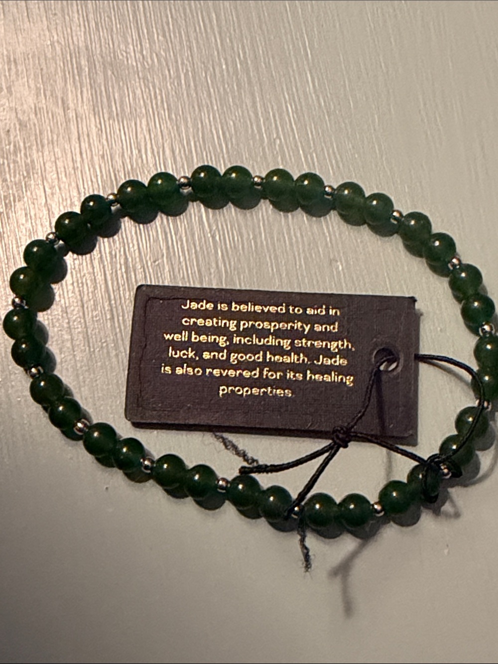 14K Gold Jade Beaded Bracelet - Deep Green - Picture 3 of 3